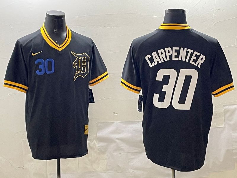 Men Detroit Tigers #30 Carpenter Black Gold Game 2025 Nike MLB Jersey style 3